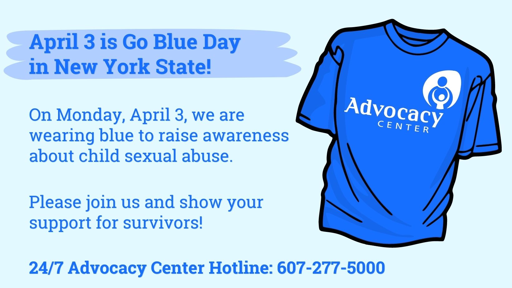 Wear Blue April 3 for Child Abuse Prevention Month! Advocacy Center